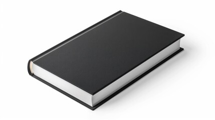 Closed black hardcover book on a white background, symbolizing knowledge and reading
