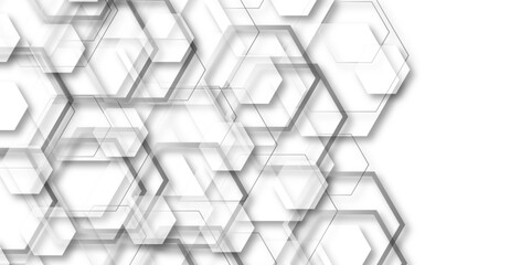 Abstract seamless hexagon pattern background. . luxury white pattern geometric mesh cell texture. Abstract 3d hexagonal background with shadow. Abstract hexagonal concept technology. 