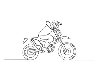 Fototapeta premium Continuous one line drawing of motocross rider. motobike extreme sport single line art vector illustration. Editable vector.