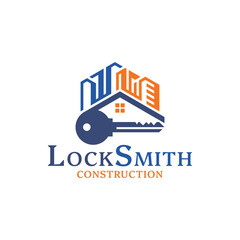 Fototapeta premium Locksmith Construction Logo vector, simple and modern. Suitable for the construction industry, maintenance, building repairs, security and so on.