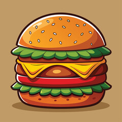 Hamburger Cartoon Style Vector Illustration