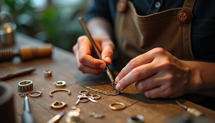 Close Up of a Jeweler s Hands Crafting Gold Jewelry