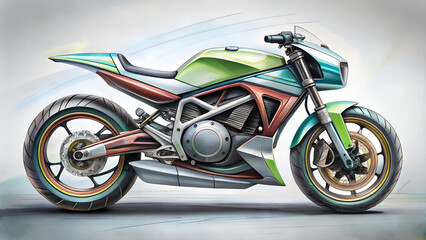 Obraz premium hand drawn design of modern a motorbike