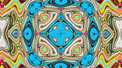 Colorful symmetrical abstract kaleidoscope background pattern for summer 
