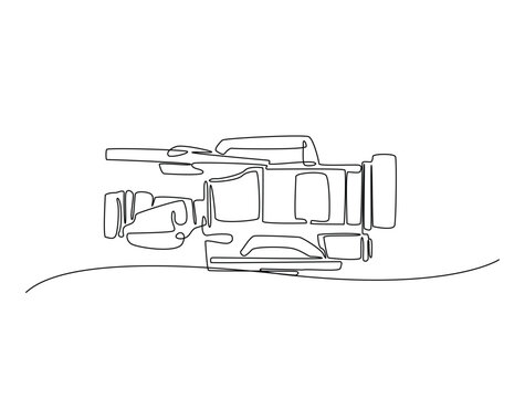 Continuous one line drawing of video camcorder. Camera recorder single line art vector illustration. Editable vector.