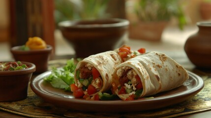 Elegant Burrito Meal with Textured Background