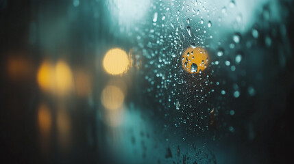 Raindrops on Glass Close-Up