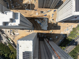 An apartment construction site in a new city