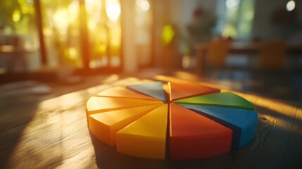 Vibrant Pie Chart on Table with Natural Light