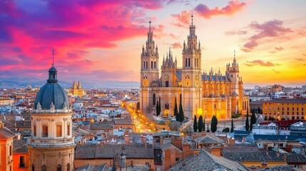 Fototapeta premium Toledo panorama at sunset