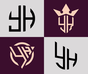 Obraz premium Creative simple Initial Letters YH Logo Designs Bundle.
