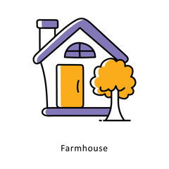 Farmhouse Filled Outline isometric stock illustration. EPS File stock illustration