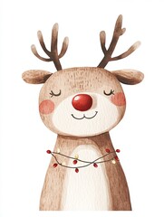 Cheerful reindeer adorned with festive lights