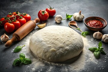 Fototapeta premium Homemade pizza cooking on slate table