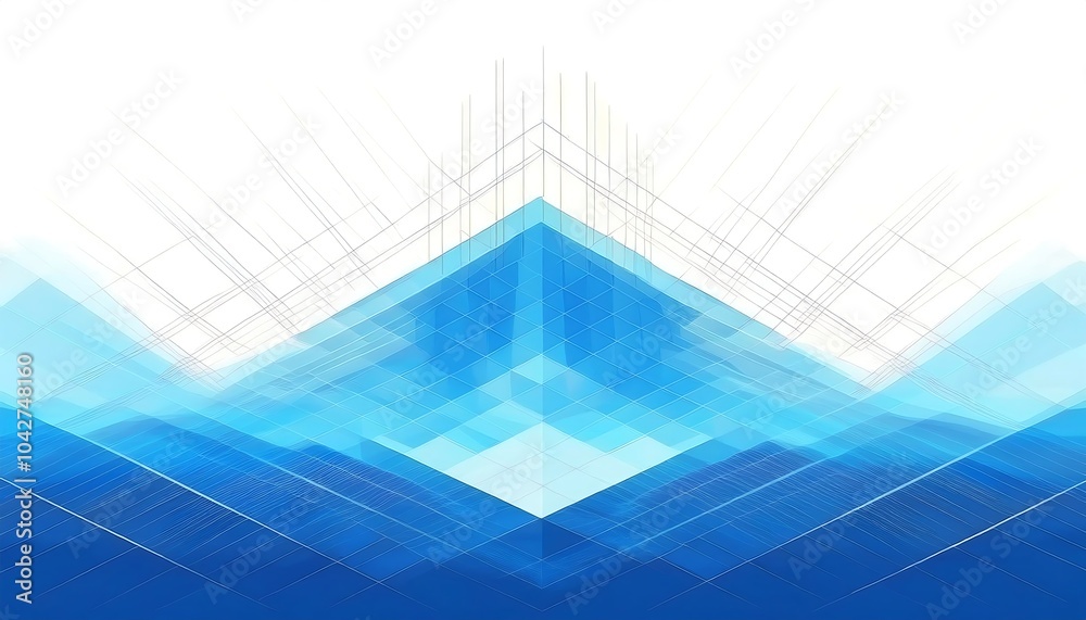 Aufkleber abstract blue and white geometric pattern with a central peak and radiating lines.