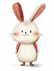 Fototapeta premium Cute cartoon rabbit character with fluffy fur