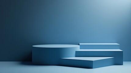 Minimalist Blue Geometric Shapes on Background