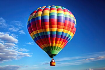 Naklejka premium Hot air balloon flying high in the sky, isolated on a clear background