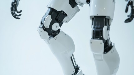 An extreme close-up of a humanoid robot's balance and stability control mechanism, showcasing bipedal locomotion and dynamic movement capabilities, Robotics technology style