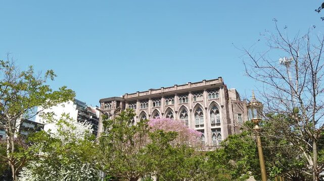 Establishing of Faculty of Engineering, University of Buenos Aires Argentina landmark in Las Heras urban city park of Argentina