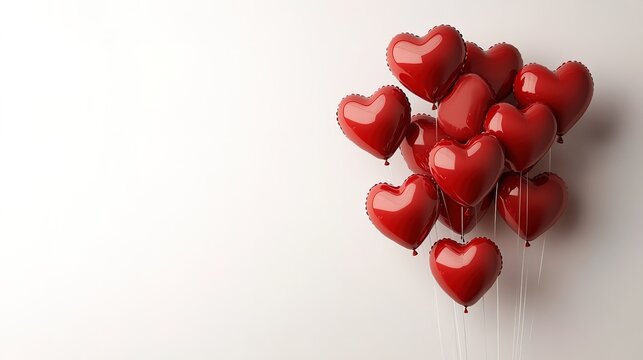 Beautiful heart shaped balloons with white banner for text