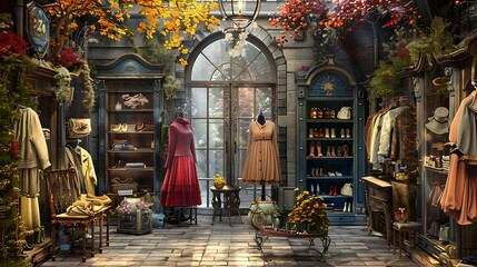 Obraz premium Attractive garment boutique with rotating seasons