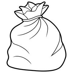 Garbage bag filled with trash line art vector illustration 