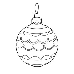 Christmas tree toy outline vector illustration 