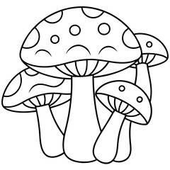 Line art of mushrooms for coloring page. Vector illustration 
