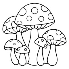 Line art of mushrooms for coloring page. Vector illustration 
