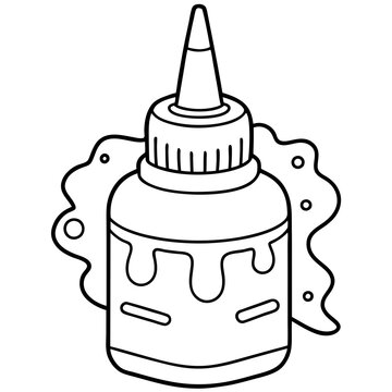 black and white glue bottle spilling clip art preview