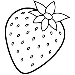 Simple Strawberry Line Drawing for Coloring