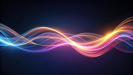 Delicate fluorescent waves of light on dark background