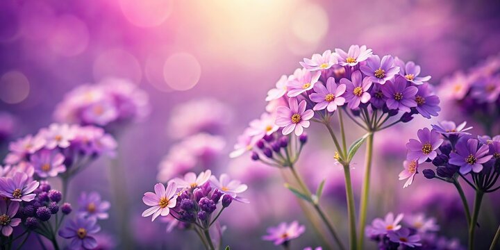 delicate purple flowers with a retro theme macro