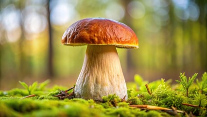 Fototapeta premium Delicious forest mushroom isolated on white background, medium shot