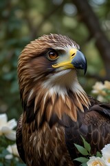 Obraz premium Majestic Portrait of a Graceful Raptor Perched on a Branch