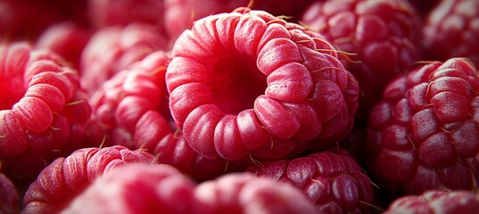 Close-up of Fresh Ripe Raspberries