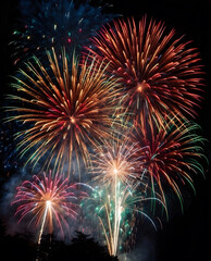 Obraz premium Happy new year celebration with fireworks