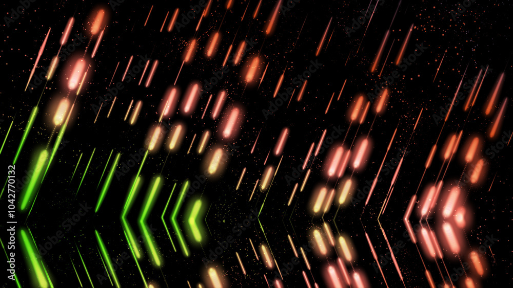 Poster abstract motion graphics decorative line background. multi-colored christmas abstract particles dot 