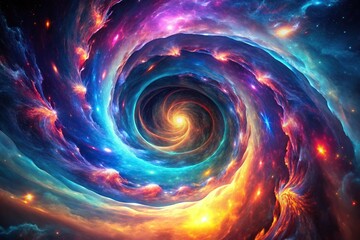 Hypnotic abstract neon fractal wallpaper in a tilted angle celestial space