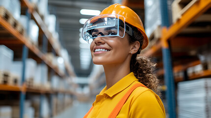 Augmented reality glasses, innovative warehouse worker quickly locates inventory in real-time virtual data. The combine of AR technology and logistic automation drives efficiency in order fulfillment.