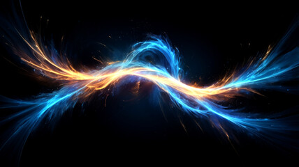 Mesmerizing Abstract Energy Flow Illustration with Vibrant Blue and Orange Glowing Streaks – High-Contrast Digital Art Depicting Dynamic Light and Motion for Futuristic, Cosmic, and Fantasy Themes