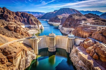Iconic Hoover Dam from Nevada side offering a breathtaking view of the Colorado River