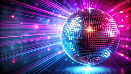 Disco ball with pink and blue light streaks