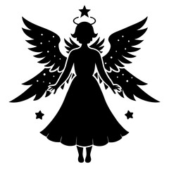 Christmas Tree Angel Silhouette vector illustration