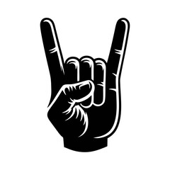 Obraz premium Rock and roll hand gesture logo icon design illustration