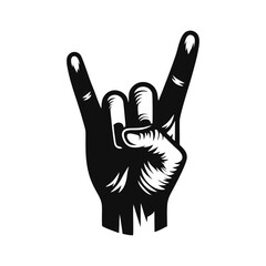 Obraz premium Rock and roll hand gesture logo icon design illustration