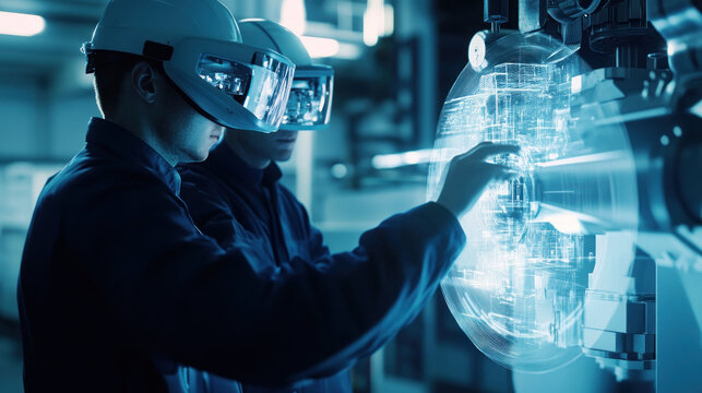 Industry professional exploring digital machinery tools