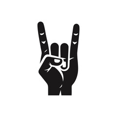 Rock and roll hand gesture logo icon design illustration