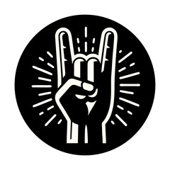 Obraz premium Rock and roll hand gesture logo icon design illustration